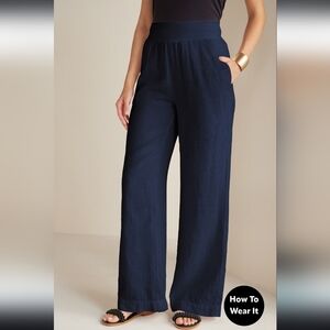 Soft Surroundings 100% Linen Pants, Navy, Size M